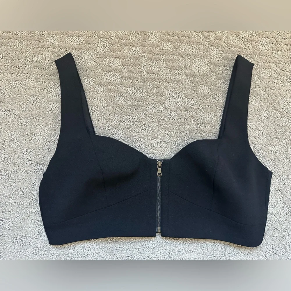 BCBGMAXAZRIA Black Structured Zip Bralette Bustier M